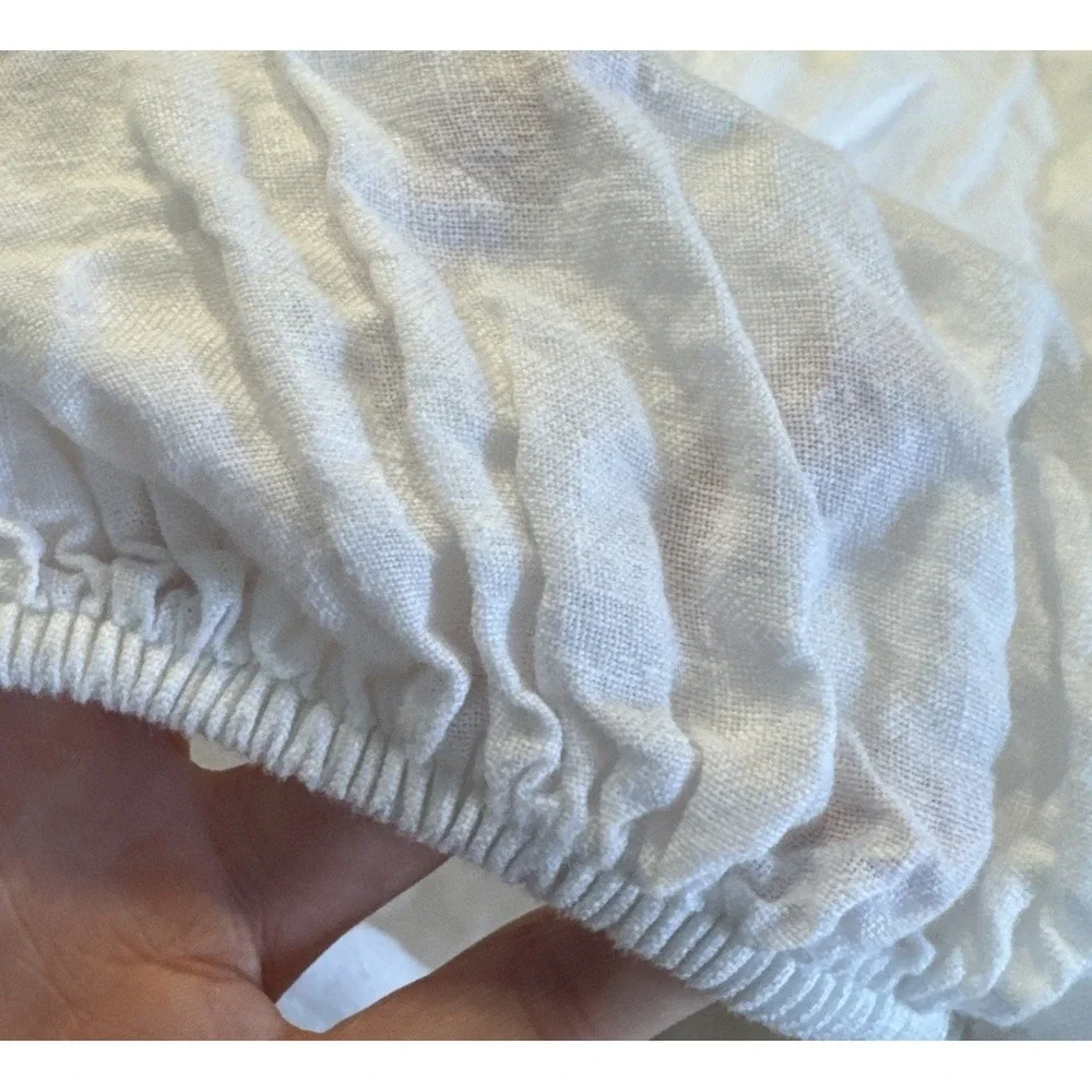 Parachute 100% Linen Fitted Sheet Full White Bedding Coastal Boho Minimalist